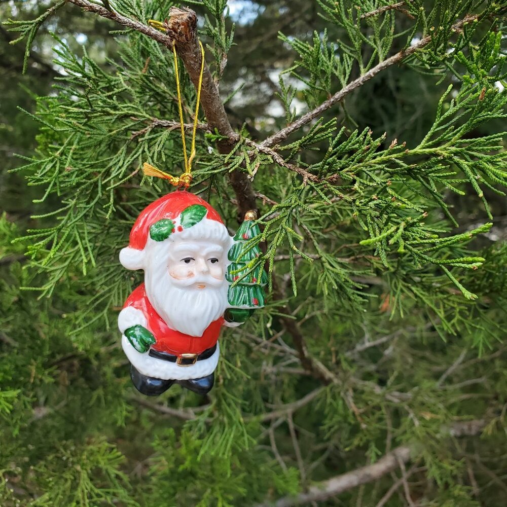 Glass Vintage Santa Claus Tree Ornament